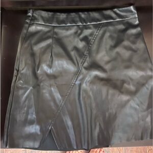 Black Leather skirt with tiny slit and zipper on the side